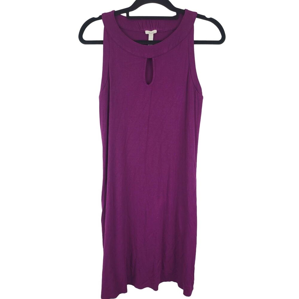 Soma Tank Dress Small Womens Purple Key Hole Midi Pullover Sleeveless Pockets